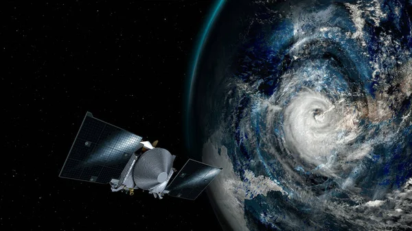 Super Typhon Forte Tempête Sur Terre Collage Avec Ouragan Vue — Photo