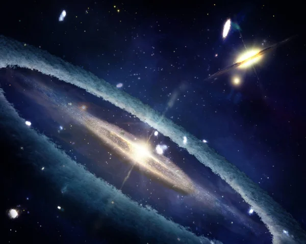 Abstrakt Utrymme Tapet Svart Hål Med Nebulosa Yttre Rymden Delar — Stockfoto