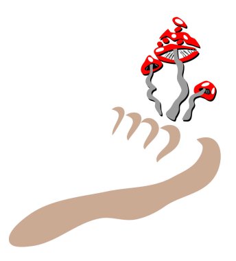 Toes fungus kavramsal eps10 vektör illüstrasyonu, sembolik sinek agarik ile.