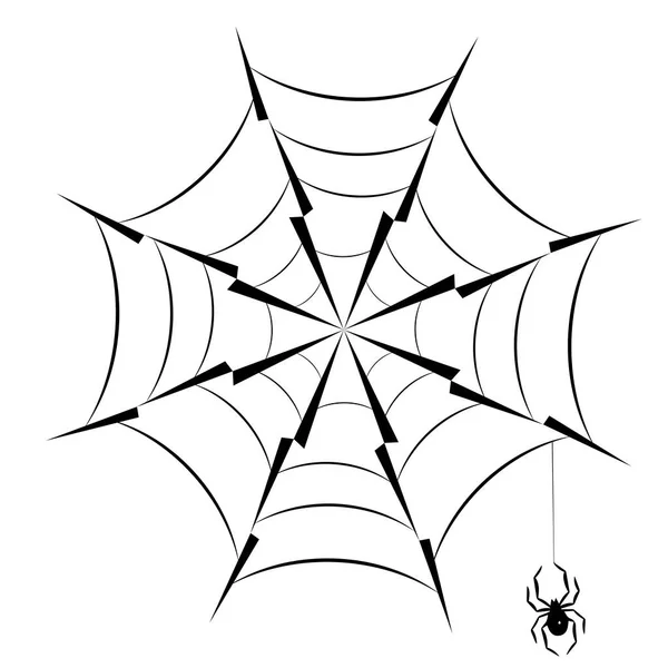 Павук Висить Піктограмі Веб Силуету Павутини Eps10 Векторні Ілюстрації — стоковий вектор