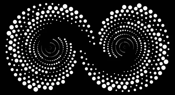 Weiße Vortex Halbtonpunkte Spiralform Geometrische Kunst Unendlichkeitssymbol Eps10 Vektorillustration — Stockvektor