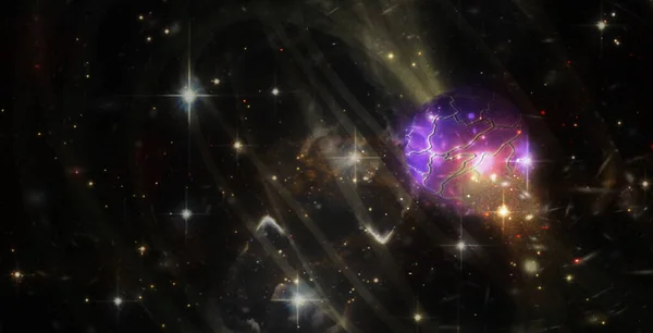 Sci Galaxis Háttér Űrben Misztikus Bolygón Kép Elemeit Nasa Bocsátotta — Stock Fotó