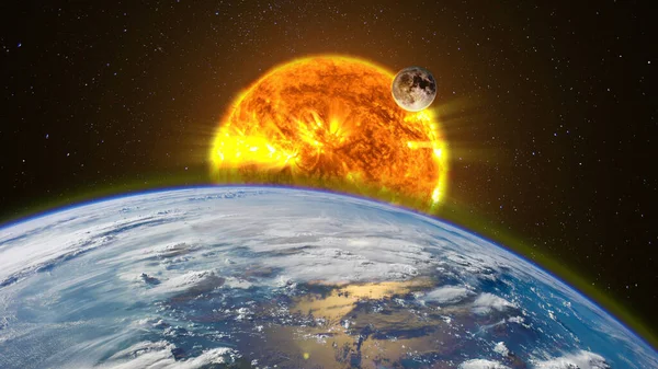 Planeta Ziemia Słońce Elementy Tego Obrazu Dostarczone Przez Nasa — Zdjęcie stockowe