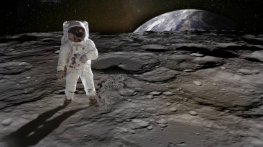Astronot Ay 'da. Bu görüntünün elementleri NASA tarafından desteklenmektedir