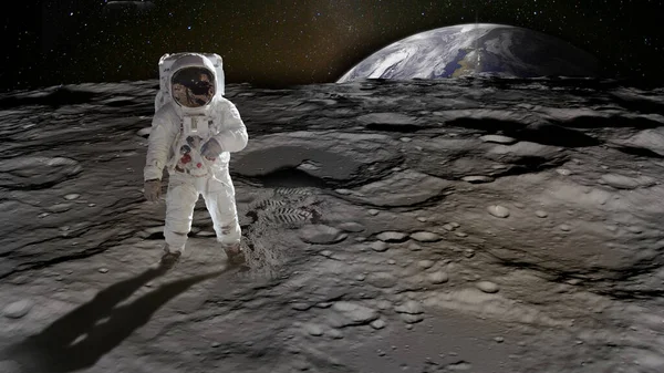 Astronaut Auf Dem Mond Elemente Dieses Von Der Nasa Bereitgestellten — Stockfoto
