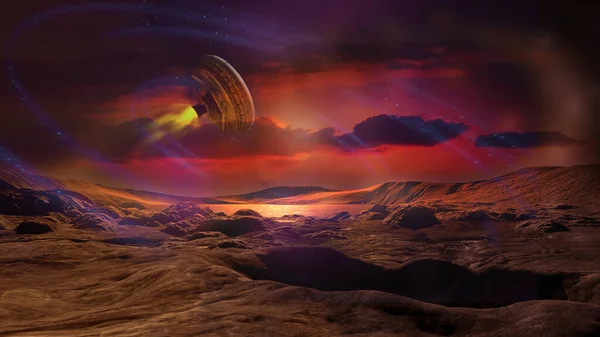Ufo Nad Rudou Planetou Mars Eelements Image Furnished Nasa — Stock fotografie
