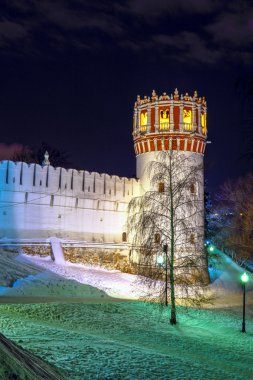 Novodevichy manastır kış geceleri