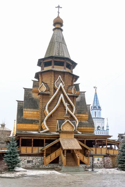 Drewniany kościół w Kreml Izmailovo, Moskwa, Federacja Rosyjska — Zdjęcie stockowe