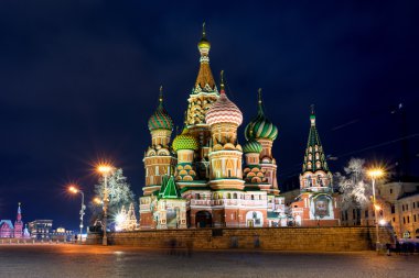 gece görüş güzel Aziz basil Katedrali, moscow, Rusya Federasyonu