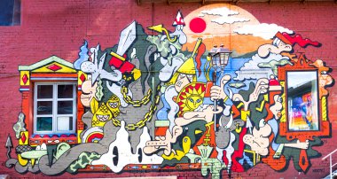 Moskova, Rusya, 02 Haziran 2015: Graffiti duvar 
