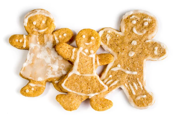 Happy family concept - gingerbread homemade figures of mother, father and daughter together — ストック写真