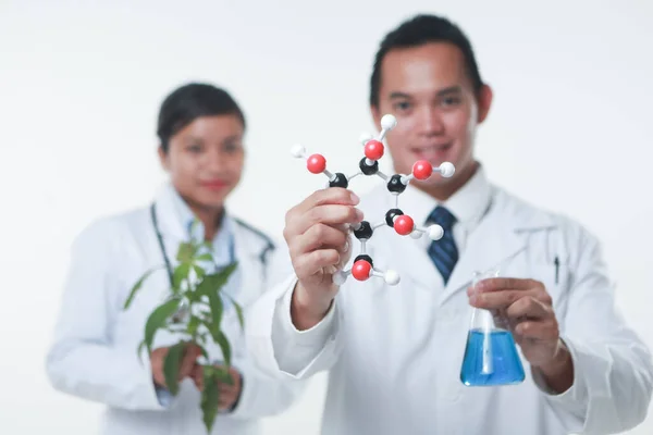 Лікарі Володіють Рослинами Хімікатами — стокове фото