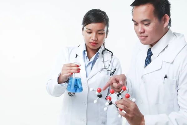 Doctor Chemicus Werken Samen Met Chemicaliën Chemische Matrix — Stockfoto