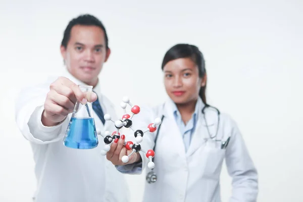 Doctor Chemicus Werken Samen Met Chemicaliën Chemische Matrix — Stockfoto