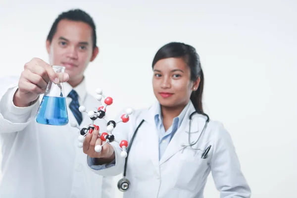 Doctor Chemicus Werken Samen Met Chemicaliën Chemische Matrix — Stockfoto