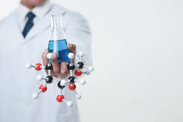 Chemist Holding Flask Chemical Matrix — Stock Photo, Image