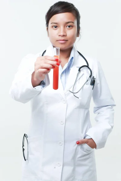 Chemist Holding Flask Chemical Matrix — Stock Photo, Image