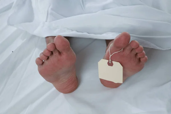Ölü Bir Adamın Ayağı Morgda Etiketi — Stok fotoğraf