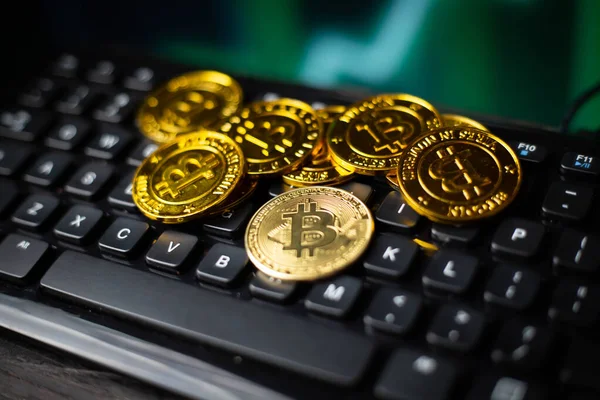 Bitcoin Criptomoneda Dinero Moneda Digital — Foto de Stock