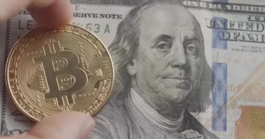 Bitcoin dijital kripto para birimi altın logosu