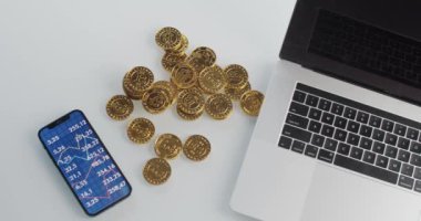 Bitcoin dijital kripto para birimi altın logosu