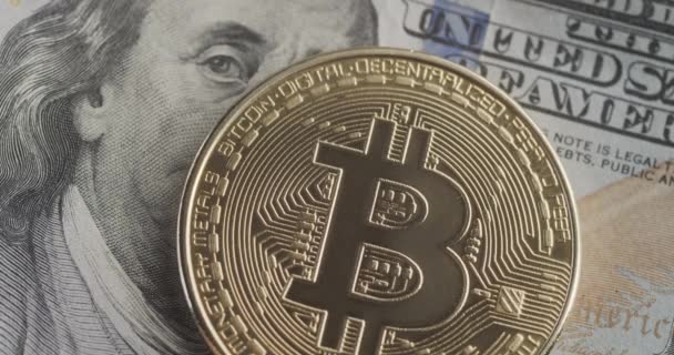Bitcoin Dijital Kripto Para Birimi Altın Logosu — Stok video