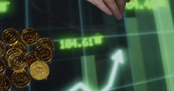 Bitcoin Criptomoneda Digital Logotipo Oro — Vídeo de stock
