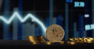 Bitcoin dijital kripto para birimi altın logosu