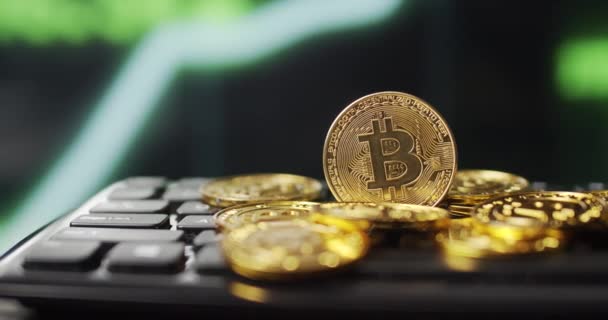 Bitcoin Digital Crypto Currency Golden Logo — Stock video