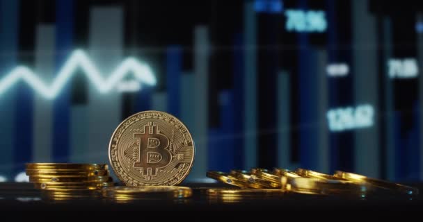 Bitcoin Digitális Crypto Pénznem Arany Logó — Stock videók