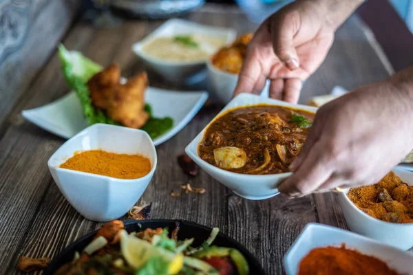 Mouth Watering Indian Restaurant Food Platter — Stock Photo, Image