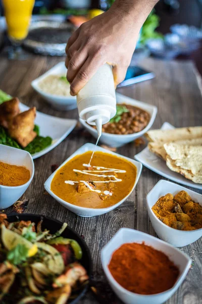 mouth watering indian restaurant food platter