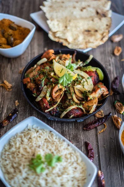 Mouth Watering Indian Restaurant Food Platter — Stock Photo, Image