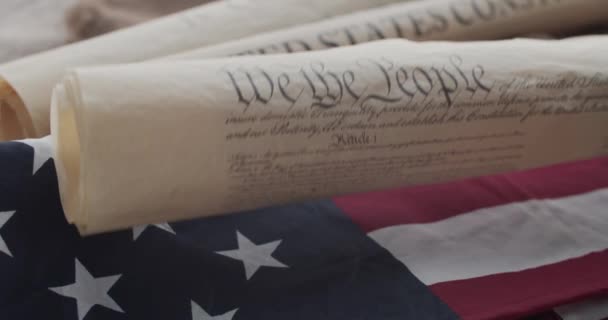 Verfassung Und Flagge Der Vereinigten Staaten Von Amerika — Stockvideo