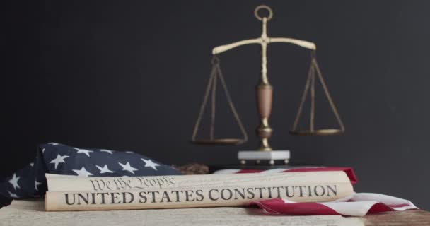 美国宪法和美国国旗 — 图库视频影像