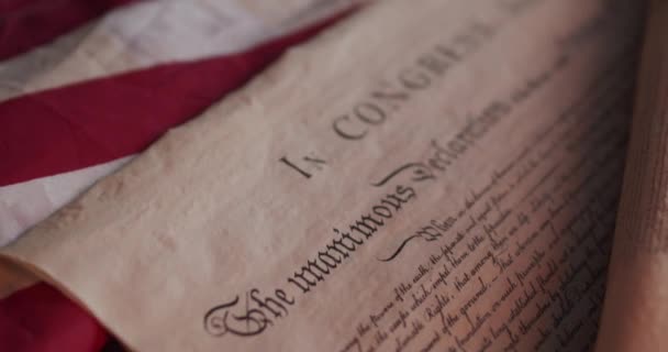 Amerikas Förenta Staters Konstitution Och Flagga — Stockvideo