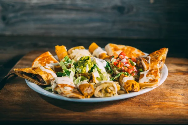 Eine Köstliche Quesadillas Platte Snack Stockbild