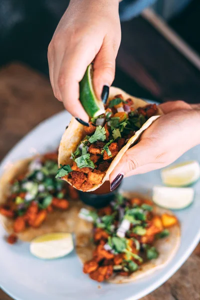 Prato Tacos Lanches Tortilla — Fotografia de Stock