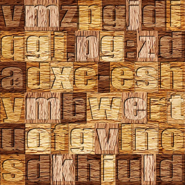 Lettere diverse sullo sfondo. Modello in legno di noce — Foto Stock