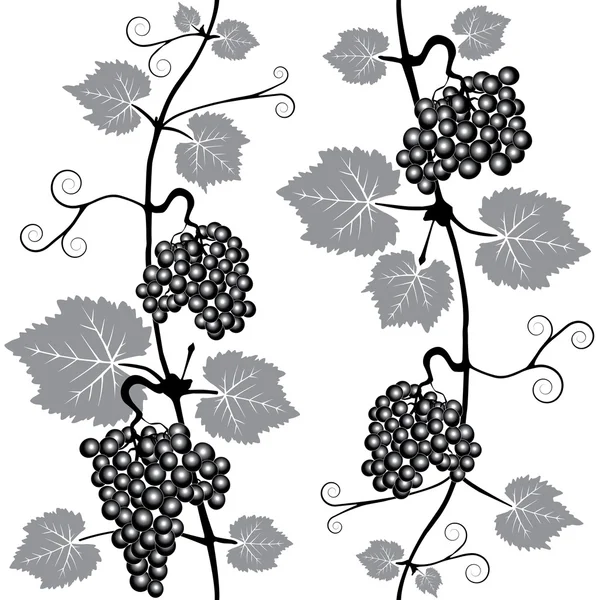 Decorative grape leaves. Grape wine background. Vector seamless patterns. — Stock Vector