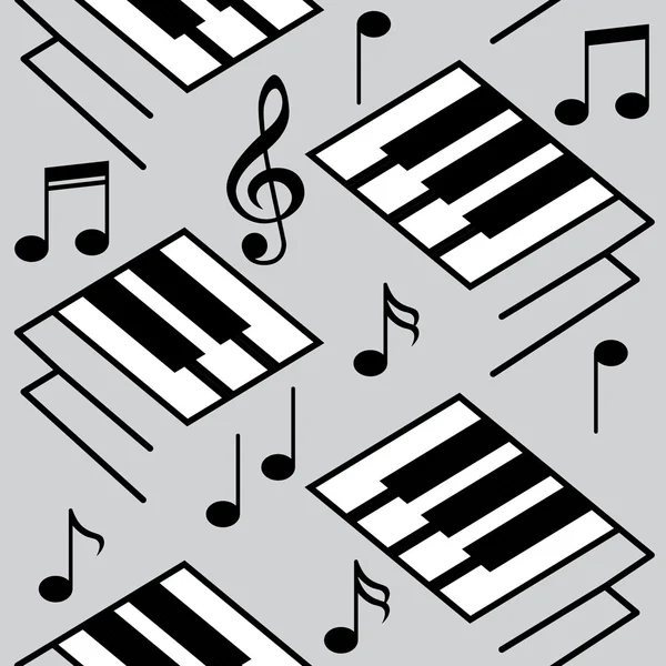 Abstract muziek achtergronden. Pianotoetsen en muzieknoten. Vector naadloze patronen. — Stockvector