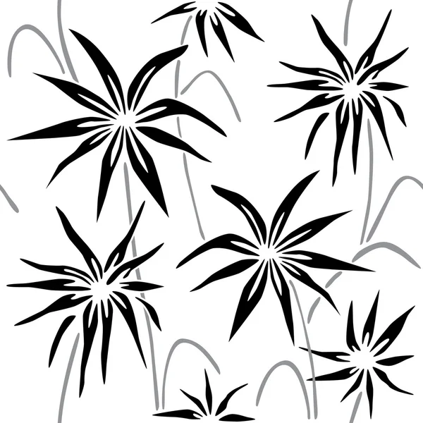 꽃 장식 패턴입니다. 흑인과 백인 버전입니다. 원활한 벡터 패턴. — 스톡 벡터