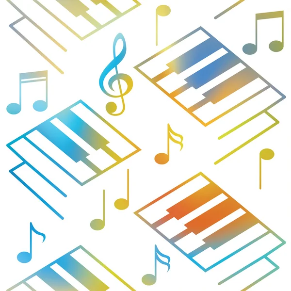 Abstracte muziek achtergronden. Piano toetsen en muzikale noten. Naadloze patroon. — Stockvector