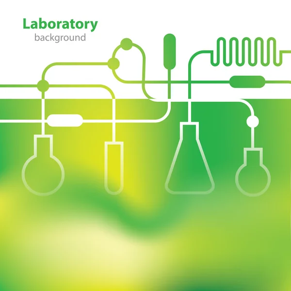 Ciência e Pesquisa - instalações de laboratório - fundo verde —  Vetores de Stock