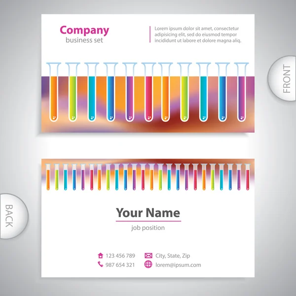 Carte de visite - science et recherche - flacons de laboratoire — Image vectorielle