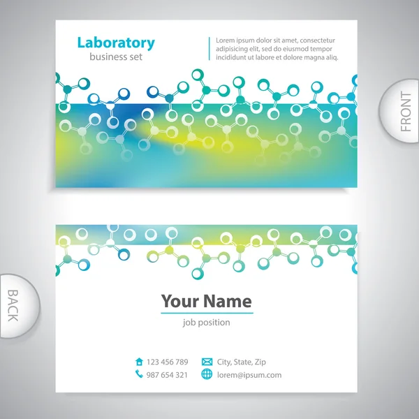 Tarjeta de visita - ciencia e investigación - estructura molecular — Vector de stock