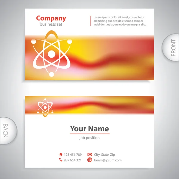 Business card - atomic Structure - laboratory research — Stock Vector