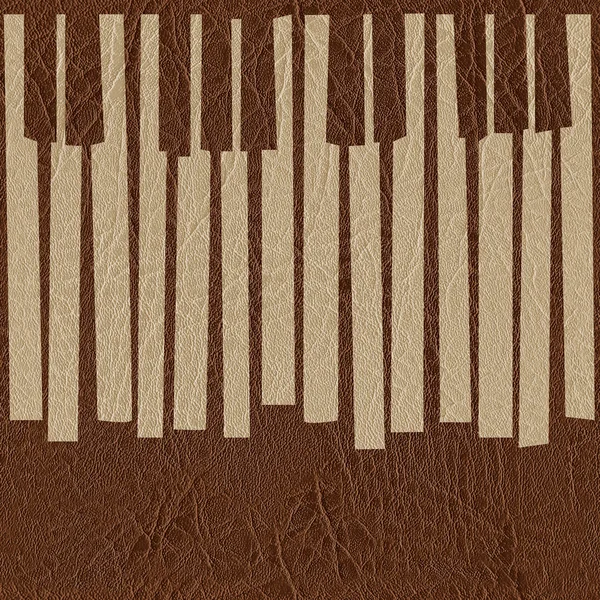 Abstract musical piano keys - seamless background - leather text — Stock Photo, Image