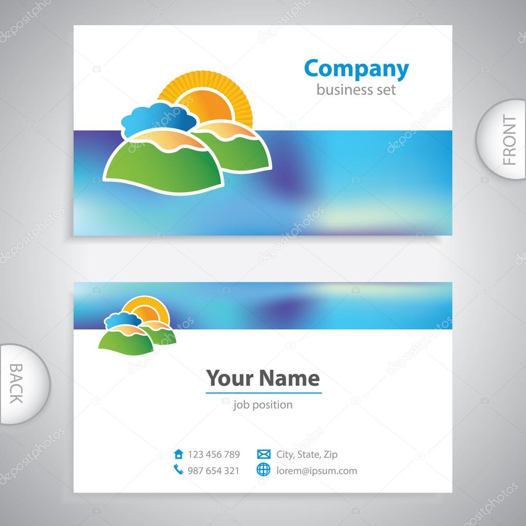 business card - symbols of nature - islands and hills