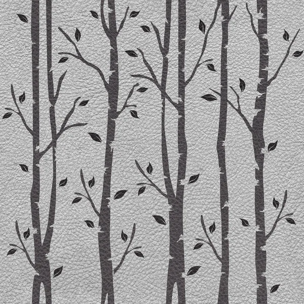 Decorative trees on seamless background - leather texture — Stock Photo, Image